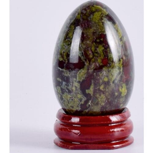 45*30mm Dragon Blood Stone Egg & Wood Base Undrill Natural Crystal Mineral Ball Home decoration accessory Kegel Massage Yoni Egg