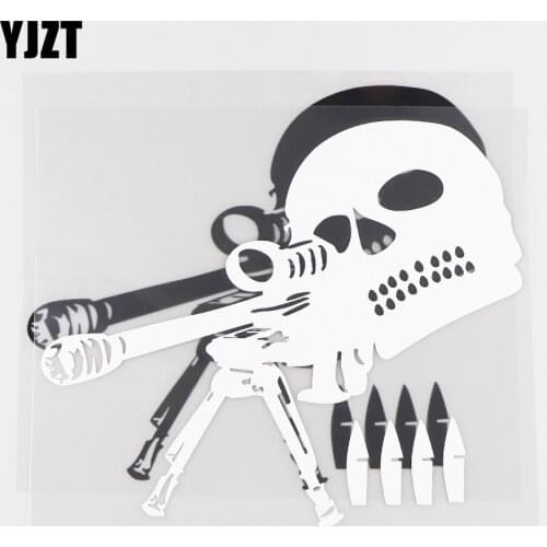 YJZT 15.7×16.8CM Skull Sniper Trend Vinyl Decoration Personalized Creative Car Sticker Black / Silver 20C-0126