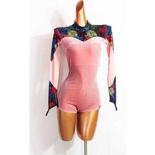 New Latin Dance Costumes For Women High Neck Yoga Top Sexy Jumpsuit Dance Top Latin Practice Clothes