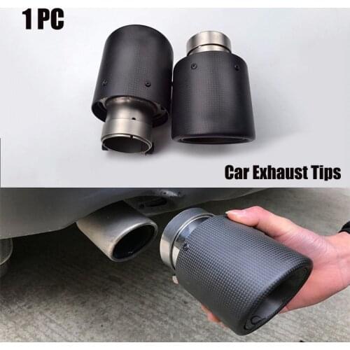 1pc 63mm Inlet Universal Exhaust Tips Matte Carbon Fiber Muffler Exhaust Pipe Mount On Car Auto SUV 76mm 89mm 101mm 114mm Outlet