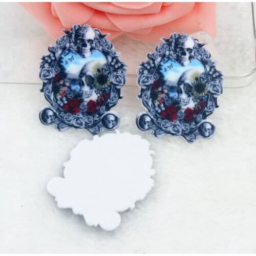 10pcs/lot DIY planar resin cabochons accessories flat back resin kawaii skull with rose