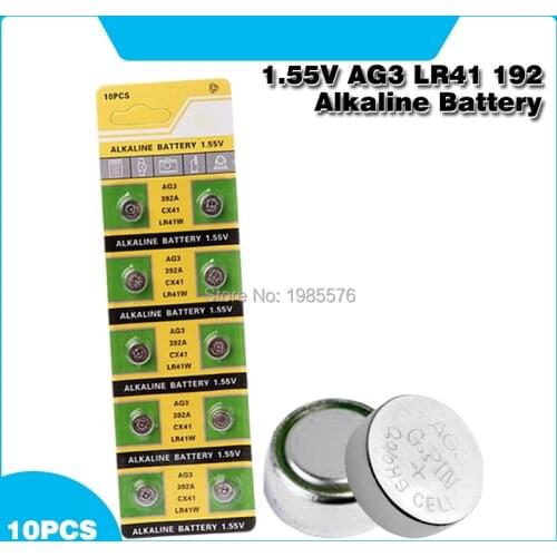 10pcs Alkaline Cell Coin Battery 1.55V AG3 LR41 392 Button Batteries SR41 192 L736 384 SR41SW CX41 AG 3 For Watch Toys