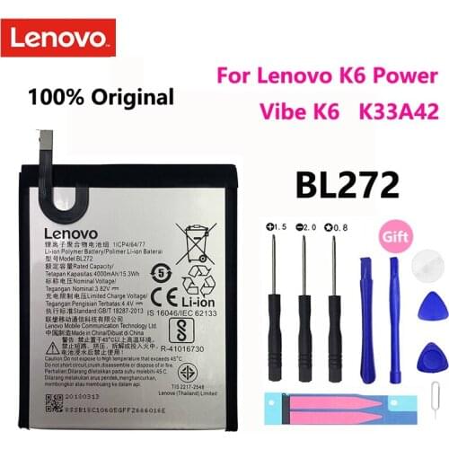 100% Original Real 4000mAh BL272 Battery For Lenovo K6 Power Vibe K6 K33A42 Mobile Phone Replacement Batteries Bateria