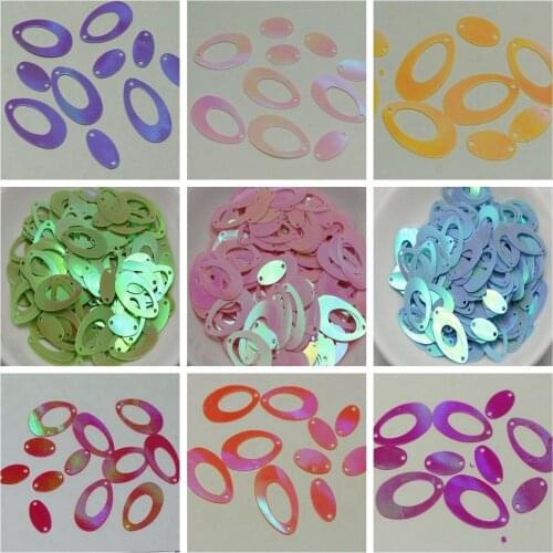 1000 Flat Hollow Oval Loose sequins Paillettes 14X22mm Top Hole Color for Choice