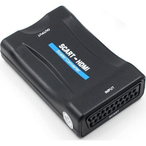 1080P SCART To HDMI Converter Video Audio Upscale Signal Adapter Converters With Charging Adapter Cable new