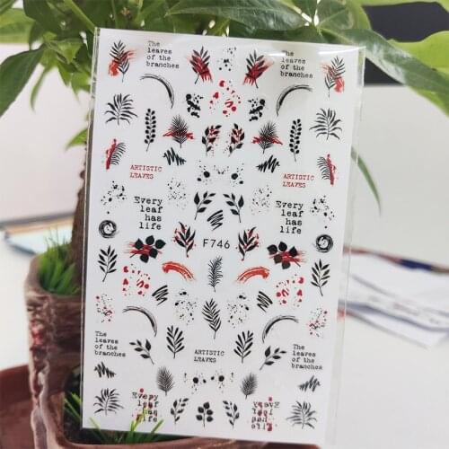 3D Nail Sticker Cute Grass Flowers Line Letter Stickers for Nails Self-Adhesive Design Stickers for Manicure Nail Art Decoration