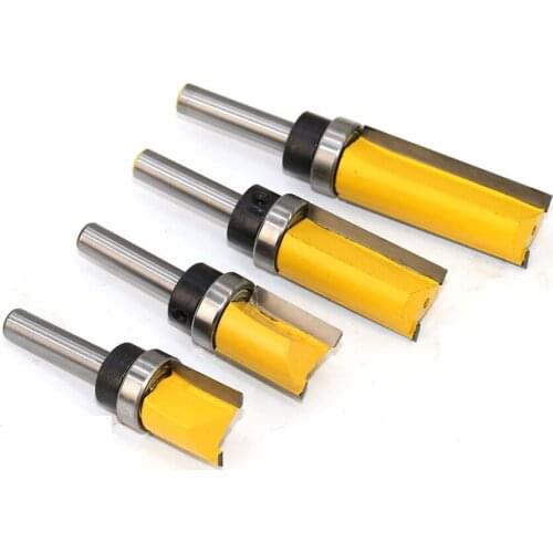 4PCS/Set Router Bit Tool 8mm Shank + 19.05mm Diameter Flush Trim Hinge Mortising Router Bit Woodworking Trimmer Cleaning Cutter
