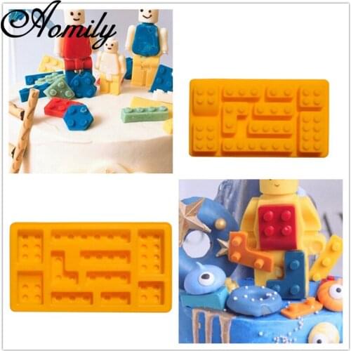 Aomily Building Blocks DIY Chocolate Molds Cake Silicone Mold Fondant Cake Decorating Tools Resin Clay Mould Baking Accessories
