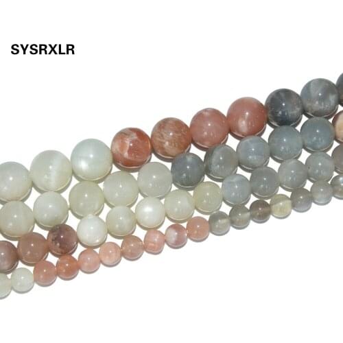 Free Shipping Natural Stone Colorful Moonstone Sunstone Round Loose Gem Stone beads For Jewelry Making Diy Necklace Bracelet