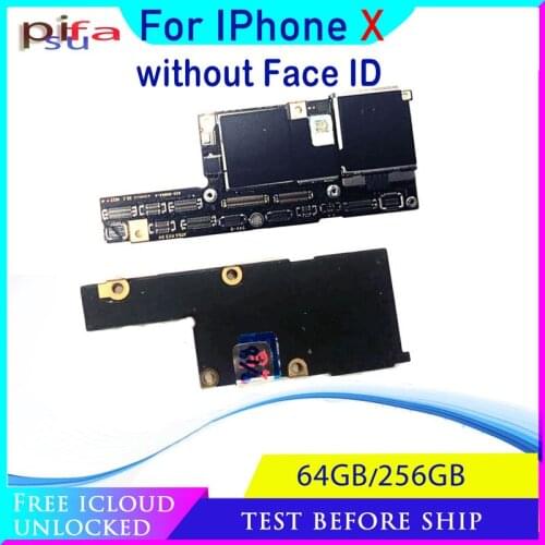 Free icloud for iphone x Motherboard 64GB/256G,With/No Face ID for iphone X 100% Original unlocked Logic boards with Full chips