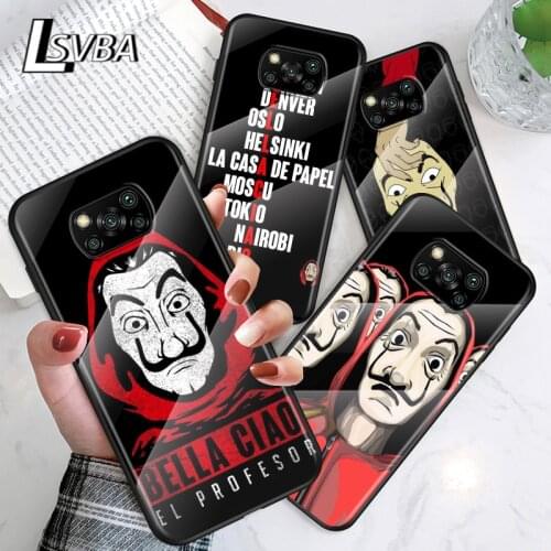 Money Heist House For Xiaomi POCO F3 F2 X3 NFC X2 M2 Pro Tempered Glass Hot New Shell Luxury Cover Phone Case