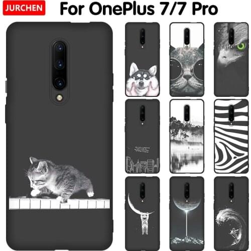JURCHEN Phone Case For OnePlus 7 Pro Cartoon Flower Cat Dog Pattern For OnePlus 7 Pro 7Pro GM1913 Silicone Soft TPU Back Cover