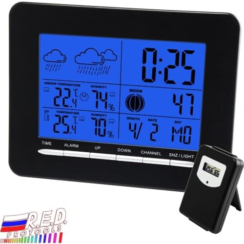 Wallmount Digital Indoor/Outdoor Wireless Weather Station Temperature RCC DCF Radio Controlled Clock Date Calendar C / F