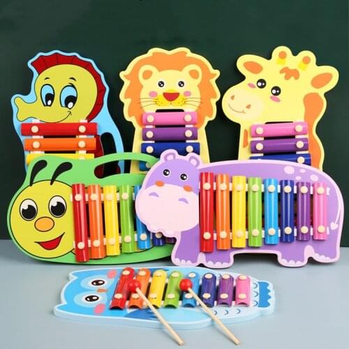 Wooden Xylophone Animal Dinosaur Music Instrument Toy Musical Funny Montessori Education Toys For Kids Baby Girls