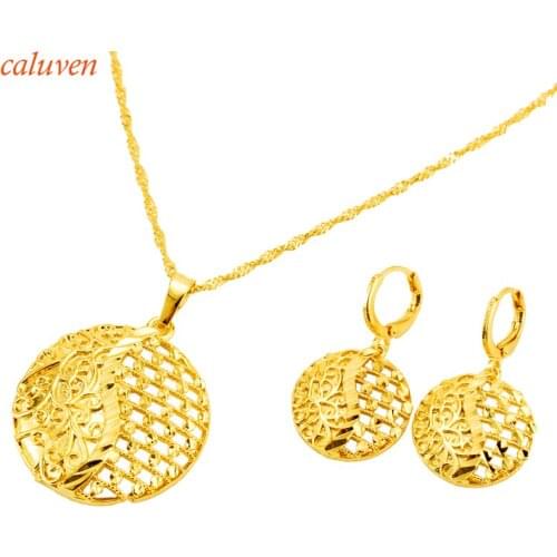Ethiopian Necklace & Earrings Dubai Jewelry sets Gold Color Middle East/ Egypt/Turkey/Iraq/Africa/Nigeria Jewelry for Women