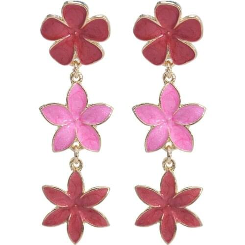 Elegant 3 Layers Enamel Flower Earrings Bohemian Summer Style Beach Party Statement Earring for Women Summer Party Jewelry Gift