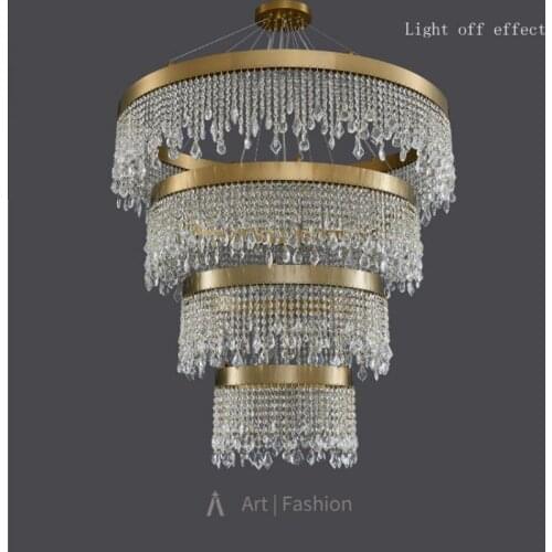 Europe foyer Huge Crystal Lighting Luxury Chandeliers Gold Project Chandelier Led Strip Lumunaire Dining Room Lustres De Plafond