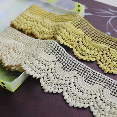 Exquisite Wave Water-soulble Cotton Embroidered Lace Fabric DIY Headware Handmade Material Lace Trim Width 8cm 2Yds/lot