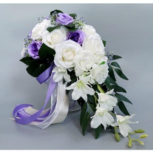 Exquisite Waterfall Bridal Water Drop Hand Holding Flower Artificial Rose Bunch Artificial Flower Bridesmaid Wedding Flower