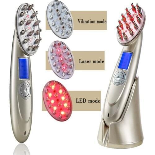 Comb Head massager hair Micro vibrating hairdresser radio Infrared laser irradiation frequency hair regenerator RF
