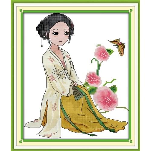 The Hanfu beauty (3) cross stitch kit People count 18ct 14ct 11ct print embroidery DIY handmade needlework craft tool decor