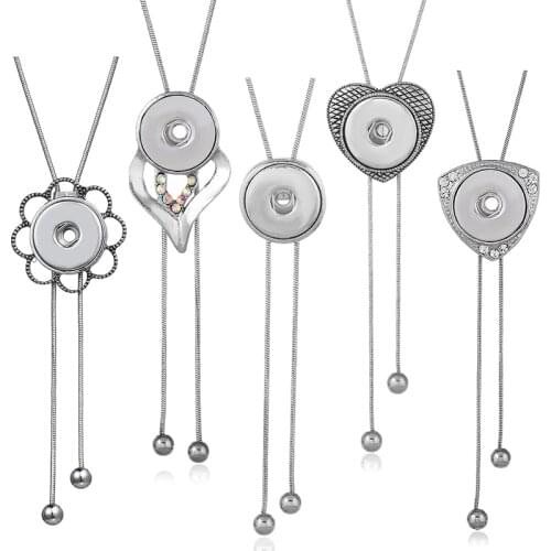 NEW Metal Adjustable Necklace 70CM Charm beauty round button fit DIY 18MM snap buttons jewlery wholesale DJ0075