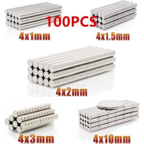 New 100PCS Mini Small N35 Round Magnet 4x1 4x2 4x3 4x10mm Neodymium Magnet Permanent Magnet NdFeB Super Strong Magnet
