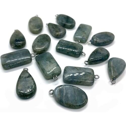 Natural Stone Pendant Drop-shaped Egg-shaped Rectangular Labradorite Pendant DIY Handmade Fashion Accessory Necklace Pendant