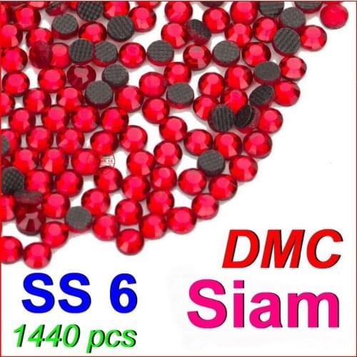 SS6 1.9-2.0mm,1440pcs/Bag Siam DMC HotFix FlatBack Rhinestones,DIY iron-on women wedding clothes garment red crystal gliters