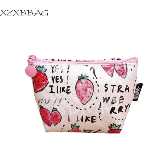 XZXBBAG Female Cute Fruit Pudding Mini Coin Purses Women Watermelon Zero Wallet Girls Strawberry Change Bag Girl Lemon Money Bag