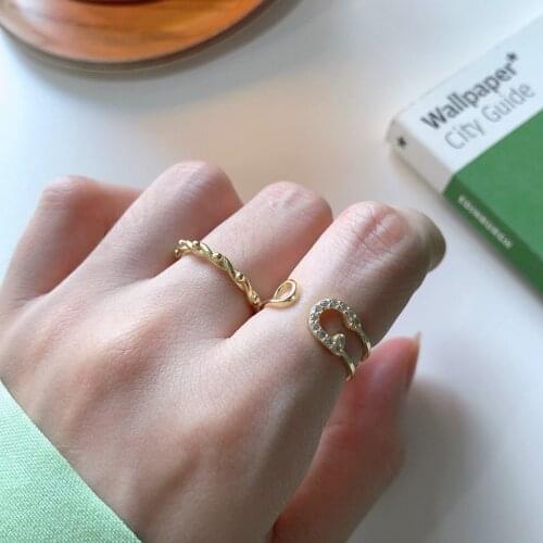 925 Sterling Silver Ring Japan South Korea Index Finger Open Ring with Clear Cz Zircon Jewelry for Women Gift Gold Pin Ring