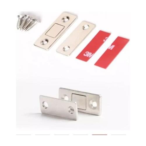 1set Strong Door Closer Magnetic Door Catch Latch Ultra Thin Cabinet Catch Latch Furniture Cabinet Cupboard With Screw Sticker