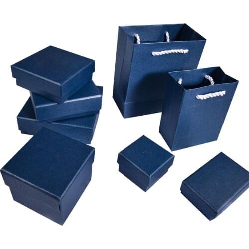 12Pcs Gift Box Bag Dark Blue Pearlish Jewelry Packaging Box/Bag for Necklace Earring Bracelet Pendant Brooch Packing Organizer