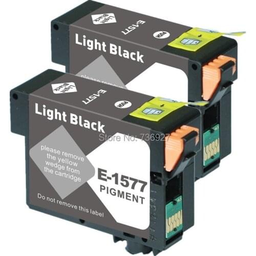 2 Light Black T1577 Compatible ink Cartridge suit For Epson Photo R3000 inkjet printer Full ink with chip