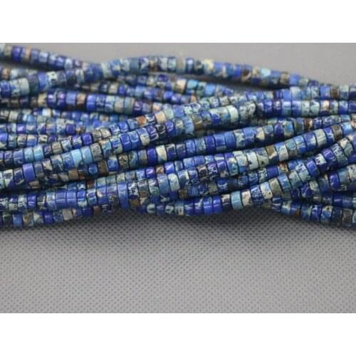2x4mm 2Strands Cingesto Natural Blue Jaspers GemsStone Beads for Jewelry Making, Abcus Women Necklace DIY Fashion Accessories