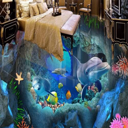 3D Flooring Customize 3D Wallpaper For Walls 3 D Photo Wallpaper Ocean World pvc Wallpaper 3D Floor Painting