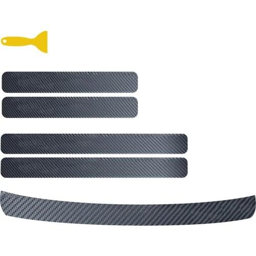 4PCS 60x6.8cm Car Door Sill Anti kick Stickers Scuff Anti Scratch Carbon Fiber Auto Door Sticker Car Accessories Styling & Tool