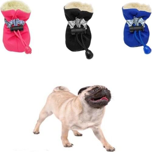 4pcs/set Waterproof Winter Anti-slip Pet Shoes for Small Dogs Cats Footwear Thick Snow Dog Boots Socks