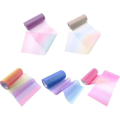 6inch 10Yards Decorative Rainbow Glitter Tulle Ribbon Rolls Wedding Decoration Halloween Party Gift Ribbon