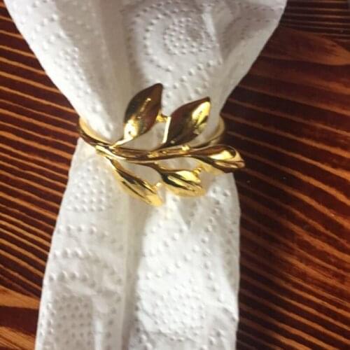 6Pcs/Lot Hotel Napkin Ring Napkin Holder Fall Leaves Napkin Buckle Christmas Wedding Party Gold Napkin Circle Dinner Table Decor