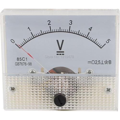 DMiotech Direct Current 85C1 DC0-5 V White Voltmeter Analog Panel Meter
