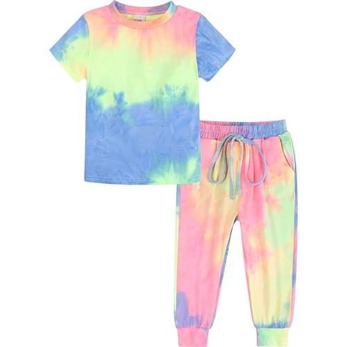 Kids Girls Boys Casual Outfit Running Gym Workout Sportswear Cotton Summer Sport Suits Short Sleeves T-shirt Pants Sport Set