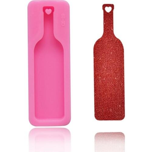 Wine Bottle Shape Keychain Mold Silicone Making Key Ring Pendant Decoration For Jewelry Shiny Epoxy Resin Rubber Crafting Mould
