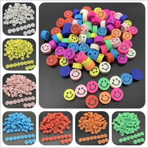 30pcs/Lot 11mm Oval Shape Clay Spacer Beads Smile-Face Beads For Jewelry Making DIY Handmade Jewelry Crafts