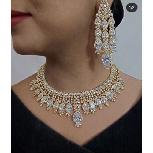 Janekelly2pcs Bridal Zirconia Full Jewelry Sets For Women Party, Luxury Dubai Nigeria CZ Crystal Wedding Jewelry Sets