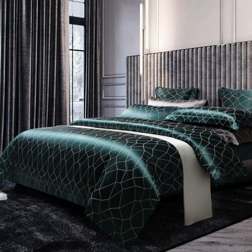 Slap-up Egyptian Cotton Yarn-Dyed Jacquard Luxurious Bedding Set Solid Cover Duvet Cover Sheet Pillowcase King Queen 4 PCS