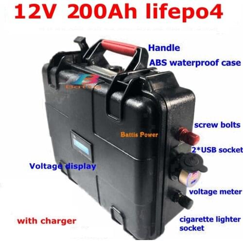 Lifepo4 12V 200AH lithium battery Lithium iron phosphate BMS 4S 12.8V 200Ah for Solar energy storage Caravan +20A Charger