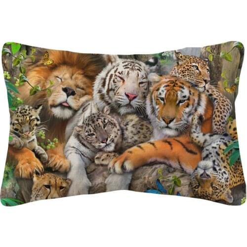 African Wild Animals Cushion Covers Large Cats Tiger Leopard Deer Elephant Print Decorative Linen Lumbar Pillow Case