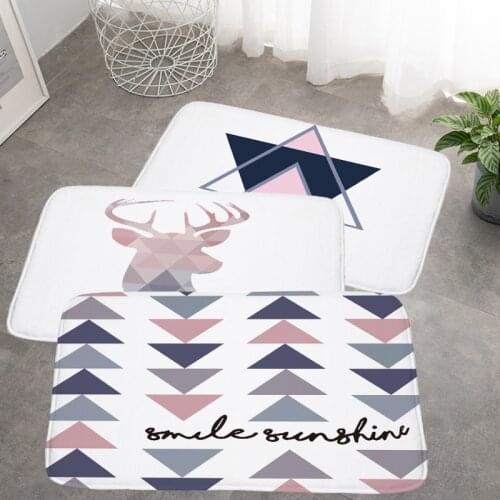 Unicorn Deer Head Anti-Slip Modern Luxury Mats Indoor Decoration Doormat Outdoor Pink Geometry Kitchen Home 40*60Cm Soft Mat Rug