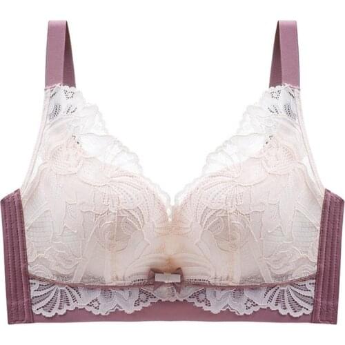 2018 New Woman Young Girl Push Up wire free Bra French Romantic Gathered bra printed cat bra cute sweet bra underwear